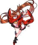  ankle_boots boots breasts brown_eyes china_dress chinese_clothes detached_sleeves dress full_body guilty_gear guilty_gear_xrd hair_tubes highres impossible_clothes impossible_dress kuradoberi_jam large_breasts long_hair makai skirt socks solo very_long_hair wide_sleeves 