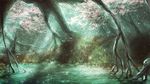  grass green highres no_humans original petals scenery smile_(qd4nsvik) swamp tree 