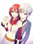  1girl akagami_no_shirayukihime blue_eyes green_eyes red_hair shirayuki_(akagami_no_shirayukihime) short_hair silver_hair smile white_background wonton zen_wistalia 