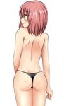  ass back blush from_behind m.o.m.o. panties pink_hair shiguko shiny shiny_skin short_hair simple_background smile solo thong topless white_background xenosaga yellow_eyes 