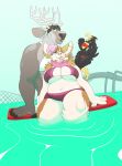  anthro avian bikini bird breasts canine cervine clothed clothing female group hi_res mammal open_mouth outside partially_submerged ritts sitting slightly_chubby swimsuit tongue tongue_out wide_hips 