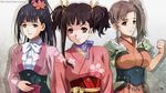  choker highres japanese_clothes kajika_(kabaneri) kimono koutetsujou_no_kabaneri looking_at_viewer multiple_girls mumei_(kabaneri) nolia ribbon_choker smile yomogawa_ayame 