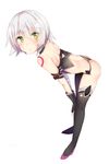  ashino bare_shoulders blush fate/apocrypha fate/grand_order fate_(series) fingerless_gloves from_above gloves green_eyes highres jack_the_ripper_(fate/apocrypha) looking_at_viewer panties scar solo stitched thighhighs third-party_edit underwear white_background white_hair 