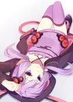  animal_hood bad_id bad_pixiv_id bunny_hood collarbone dress hair_ornament hood hoodie looking_at_viewer lying on_back open_clothes open_hoodie purple_dress purple_eyes purple_hair purple_legwear shoes solo strapless strapless_dress sxupxdxxy thighhighs tube_dress twintails vocaloid voiceroid yuzuki_yukari 