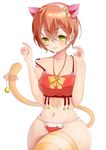  absurdres animal_ears bell blush breasts cat_ears cat_tail highres hoshizora_rin love_live! love_live!_school_idol_project md5_mismatch medium_breasts navel orange_hair short_hair smile solo tail xinshijie_de_akalin yellow_eyes 