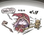  :3 ^_^ animal_ears aoblue blitzcrank chibi closed_eyes commentary gameplay_mechanics hat league_of_legends long_hair lulu_(league_of_legends) purple_hair purple_skin robot staff yordle you_gonna_get_raped 