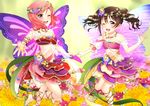  2girls black_hair butterfly fairy female flower kurono_kito love_live!_school_idol_project multiple_girls nishikino_maki red_hair wings yazawa_nico 