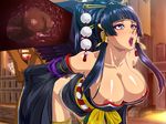  1girl :o areola_slip areolae arm_grab bare_shoulders bent_over black_wings blue_hair blunt_bangs breasts censored cross_section dead_or_alive dead_or_alive_5 feathered_wings hair_ornament hair_stick hairpin highres japanese_clothes large_breasts legs long_hair makeup mole mole_under_mouth mosaic_censoring nyotengu open_mouth panties panties_aside penis pink_eyes raburebo saliva sex solo_focus sweat thighs tokin_hat underwear vaginal wide_sleeves wings x-ray 