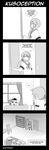  4koma admiral_(kantai_collection) admiral_(kantai_collection)_(cosplay) akebono_(kantai_collection) bell book bookshelf chair comic cosplay desk english flower greyscale hair_bell hair_flower hair_ornament hat highres irony jingle_bell kantai_collection military military_hat military_uniform monochrome multiple_girls pen plant potted_plant rukotaro school_uniform serafuku shitty_admiral_(phrase) side_ponytail uniform window 