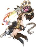 absurdres animal_ears boots claws erune granblue_fantasy grey_hair highres kineshin open_mouth red_eyes sen_(granblue_fantasy) simple_background skirt solo white_background 