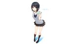  black_hair brown_eyes coffee-kizoku kneehighs necklace seifuku white 