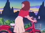  1girl animated animated_gif bicycle kinnikuman looking_back outdoors panties smile tagme 