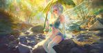  fairy forest leaves navel original shitub52 signed thighhighs tree twintails water wings 