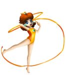  1girl 3d barefoot full_body leotard mario_&amp;_sonic_at_the_london_2012_olympic_games mario_&amp;_sonic_at_the_olympic_games nintendo official_art princess_daisy super_mario_bros. 