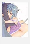  animal_ears ass blue_hair lingerie miqo&#039;te miqo'te pillow tail underwear 