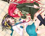  alastor_(shakugan_no_shana) jewelry kita_high_school_uniform leg_between_thighs multiple_girls pendant red_hair school_uniform shakugan_no_shana shana suzumiya_haruhi suzumiya_haruhi_no_yuuutsu thighhighs uni 