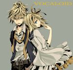  1girl blonde_hair blue_eyes brother_and_sister kagamine_len kagamine_rin macco siblings twins vocaloid 