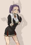  alternate_hairstyle bangs_pinned_back bare_legs dress embarrassed gloves highres kani_aruki_(bucket_crawl) kantai_collection purple_hair solo tatsuta_(kantai_collection) tenryuu_(kantai_collection) transparent twintails 