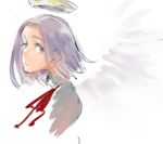  bangs kani_aruki_(bucket_crawl) kantai_collection looking_at_viewer mechanical_halo parted_bangs purple_eyes purple_hair sketch solo tatsuta_(kantai_collection) wings 