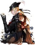  bad_id bad_tumblr_id bangs bloodborne bonnet cloak doll_joints flower hat highres lady_maria_of_the_astral_clocktower long_hair lsr multiple_girls plain_doll ponytail spoilers swept_bangs the_old_hunters transparent_background tricorne 