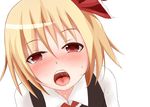  blonde_hair bow hyaa looking_at_viewer open_mouth red_eyes rumia saliva short_hair simple_background touhou white_background 