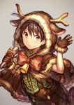  animal_costume antlers bell blush bow buttons cowboy_shot fur_trim fuyumi_jun gloves grey_background holding holding_microphone idolmaster idolmaster_side-m looking_at_viewer male_focus microphone reindeer_antlers reindeer_costume reindeer_tail shigaraki_(strobe_blue) simple_background solo sweatdrop tail 