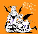  :d animal_print ass bare_back bare_shoulders bat_print bat_wings blush boots breasts bridal_gauntlets cleavage commentary_request crossed_legs flat_chest head_wings high_heels jack-o'-lantern kekocha large_breasts leotard lilith_aensland long_hair looking_at_viewer lying monochrome morrigan_aensland multiple_girls open_mouth pantyhose print_legwear short_hair sitting smile spot_color translation_request vampire_(game) wings 