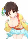  blush breasts brown_eyes brown_hair cleavage dune_(artist) hair_ornament idolmaster idolmaster_cinderella_girls large_breasts oikawa_shizuku short_hair smile solo 