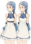  :o alternate_costume bangs bare_shoulders black_gloves blue_eyes blue_hair branch_(blackrabbits) dress elbow_gloves gloves gradient_hair kantai_collection multicolored_hair multiple_girls open_mouth samidare_(kantai_collection) sleeveless sleeveless_dress swept_bangs 