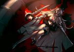  blood drag-on_dragoon drag-on_dragoon_3 dress flower flower_eyepatch gauntlets kara_ikuko mikhail_(drag-on_dragoon) red_eyes solo sword weapon white_hair zero_(drag-on_dragoon) 