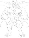  anthro bat flaccid greyscale humanoid_penis looking_at_viewer male mammal monochrome muscular muscular_male nipple_pinch nude pecs penis pinch pubes siriusdog solo standing uncut vein 