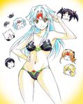  black_hair blonde_hair blue_eyes brown_eyes brown_hair facial_mark forehead_mark helmet lacress long_hair looking_at_viewer orichalcum_reycal orichalcum_reycal_duo reycal smile swimsuit tsunashima_shirou white_hair 