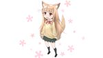  animal_ears blonde_hair brown_eyes foxgirl kneehighs loli miyano photoshop seifuku skirt tagme_(artist) tail tanaka-kun_wa_itsumo_kedaruge white 