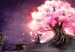  1girl bad_id bad_pixiv_id cherry_blossoms highres hitodama saigyou_ayakashi saigyouji_yuyuko solo touhou tree wide_sleeves 
