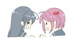  ahoge bangs cink-knic crying crying_with_eyes_open hair_bobbles hair_ornament kantai_collection long_hair multiple_girls open_mouth pink_hair purple_hair sazanami_(kantai_collection) school_uniform serafuku sweatdrop tears twintails ushio_(kantai_collection) wavy_mouth 