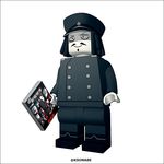  admiral_suwabe black_border black_hair book border commentary_request facial_hair goatee hairlocs hat holding holding_book kantai_collection kei-suwabe lego_minifig military military_hat military_uniform mustache peaked_cap shinkaisei-kan smile twitter_username uniform white_skin 