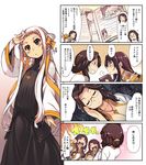 blue_eyes bow braid breasts brown_hair character_request cleavage comic cross cross_necklace flat_chest french_braid glasses hair_bow hair_ribbon heterochromia jewelry large_breasts multiple_girls necklace ragnarok_online red_eyes ribbed_sweater ribbon semi-rimless_eyewear short_hair sidelocks silver_hair sweater translation_request turtleneck under-rim_eyewear wide_sleeves xration 