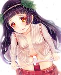  amayadori_machi black_hair blush bow bow_panties breasts brown_eyes hakama head_wreath headband japanese_clothes kumamiko long_hair looking_at_viewer outfit_1_(kumamiko) panties panty_pull red_hakama small_breasts solo teruru twintails underwear wet wet_clothes white_panties 