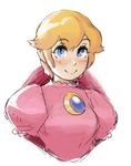  alternate_hair_length alternate_hairstyle blonde_hair blue_eyes blush borvar eyelashes mario_(series) princess_peach short_hair smile solo super_mario_bros. 