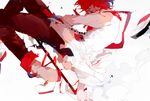 asymmetrical_clothes bandaged_hands bandages boots cane from_side fukase hat male_focus point_(vocaloid) red_hair red_sclera scar sishi top_hat vocaloid 