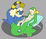  2019 2_toes 3_fingers 5_fingers anal anal_fingering anthro anthrofied balls breasts brown_eyes digital_media_(artwork) duo erection female fingering green_eyes hair handjob kneeling kohdoku lana_gale male male/female mareep nintendo nipples penis pok&eacute;mon pok&eacute;mon_(species) pok&eacute;morph reclining sex smile snivy toes video_games 