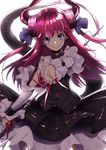  absurdres blue_eyes claws detached_sleeves dragon_girl dress elizabeth_bathory_(fate) elizabeth_bathory_(fate)_(all) fate/extra fate/extra_ccc fate_(series) highres horns long_hair pink_hair pointy_ears smile solo tail two_side_up wachiroku_(masakiegawa86) 