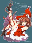  2014 :o antenna_hair boots brown_eyes brown_hair christmas clannad dated dress elbow_gloves falling furukawa_nagisa gloves happy_birthday hat leg_ribbon open_mouth red_ribbon ribbon santa_costume santa_hat short_hair solo takumi_(scya) twitter_username 