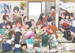  apron ayanami_(kantai_collection) barefoot black_hair black_legwear blush_stickers breast_padding brown_eyes brown_hair cake chopsticks commentary_request fish food fubuki_(kantai_collection) green_hair hands_together hat hat_removed hatsuharu_(kantai_collection) hatsuyuki_(kantai_collection) headwear_removed hiei_(kantai_collection) highres hiromochi_jin hiryuu_(kantai_collection) holding houshou_(kantai_collection) hyuuga_(kantai_collection) i-401_(kantai_collection) ice_cream ise_(kantai_collection) kaga_(kantai_collection) kantai_collection kiso_(kantai_collection) kitakami_(kantai_collection) kneehighs kuma_(kantai_collection) little_boy_admiral_(kantai_collection) long_hair mikuma_(kantai_collection) miyuki_(kantai_collection) mogami_(kantai_collection) multiple_girls naka_(kantai_collection) one-piece_swimsuit ooi_(kantai_collection) pleated_skirt poster purple_hair red_eyes rice ryuujou_(kantai_collection) school_uniform seiza serafuku shikinami_(kantai_collection) shirayuki_(kantai_collection) short_hair short_ponytail sitting skirt smile souryuu_(kantai_collection) swimsuit tama_(kantai_collection) translation_request twintails 