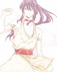  armlet crossdressing earrings ensemble_stars! jewelry kanzaki_souma looking_to_the_side male_focus purple_hair smile solo upper_body yano_(my.) 