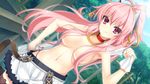  animal_ears baba_minonokami_kasuga_nobufusa belt breasts cat_ears choker dutch_angle game_cg hair_censor hair_ornament highleg highleg_panties large_breasts long_hair looking_at_viewer mayuzaki_yuu panties pink_hair purple_eyes sengoku_koihime_x sengoku_koihime_~otome_kenran_sengoku_emaki~ side-tie_panties skirt smile solo string_panties thighhighs topless towel underwear zettai_ryouiki 