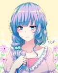  blue_eyes blue_hair blush braid hair_over_shoulder highres isumi_(yangyan) original solo 