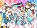  ;) bad_id bad_pixiv_id black_hair blue_eyes blue_hair brown_eyes brown_hair closed_eyes ensemble_stars! green_eyes green_hair harime_takou headset idol male_focus multicolored_hair multiple_boys nagumo_tetora one_eye_closed open_mouth pink_hair red_hair shino_hajime smile sparkle star streaked_hair suou_tsukasa takamine_midori tenma_mitsuru two-tone_hair 