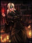  against_wall blonde_hair candle dark_souls_iii fire fire_keeper long_hair mask solo souls_(from_software) vempire 