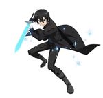  belt black_eyes black_gloves black_hair fingerless_gloves full_body gloves highres holding holding_sword holding_weapon kirito male_focus official_art open_mouth simple_background solo sword sword_art_online sword_art_online:_code_register weapon white_background 